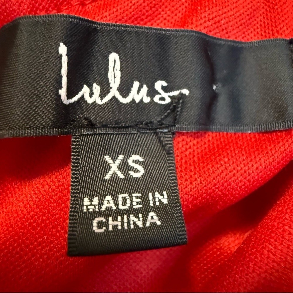 LULU’s Women’s Red Satin Cutout bodycon Dress X Small Spaghetti Straps Side Slit - Picture 5 of 8